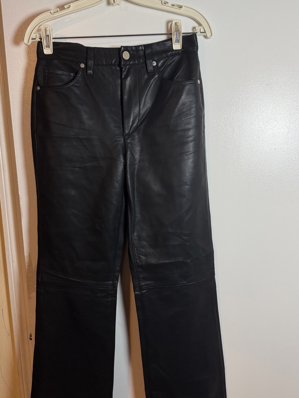 Blank NYC Black Leather Bootcut Jeans
